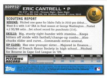 2010 Bowman Draft Picks & Prospects - Prospects Gold #BDPP32 Eric Cantrell Back