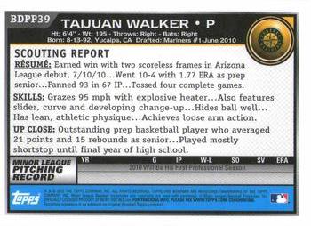 2010 Bowman Draft Picks & Prospects - Prospects Gold #BDPP39 Taijuan Walker Back