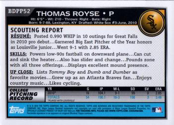 2010 Bowman Draft Picks & Prospects - Prospects Gold #BDPP52 Thomas Royse Back