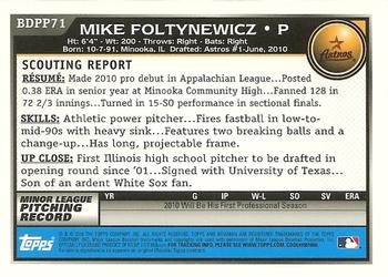 2010 Bowman Draft Picks & Prospects - Prospects Gold #BDPP71 Mike Foltynewicz Back