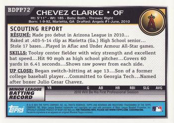 2010 Bowman Draft Picks & Prospects - Prospects Gold #BDPP72 Chevez Clarke Back