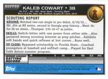 2010 Bowman Draft Picks & Prospects - Prospects Gold #BDPP89 Kaleb Cowart Back