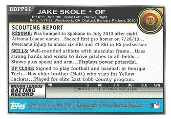 2010 Bowman Draft Picks & Prospects - Prospects Gold #BDPP91 Jake Skole Back