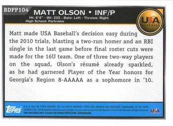 2010 Bowman Draft Picks & Prospects - Prospects Gold #BDPP104 Matt Olson Back