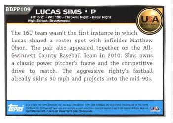 2010 Bowman Draft Picks & Prospects - Prospects Gold #BDPP109 Lucas Sims Back