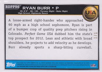 2010 Bowman Draft Picks & Prospects - Prospects Red #BDPP96 Ryan Burr Back
