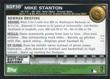 2010 Bowman Draft Picks & Prospects - Red #BDP30 Mike Stanton Back