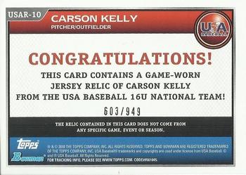 2010 Bowman Draft Picks & Prospects - USA Baseball Jerseys #USAR-10 Carson Kelly Back