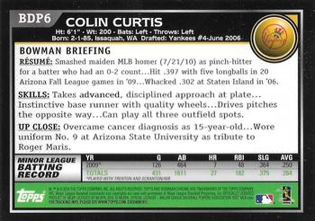 2010 Bowman Draft Picks & Prospects - Chrome #BDP6 Colin Curtis Back
