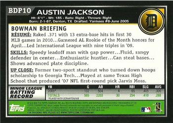 2010 Bowman Draft Picks & Prospects - Chrome #BDP10 Austin Jackson Back