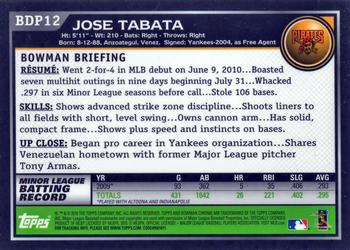 2010 Bowman Draft Picks & Prospects - Chrome #BDP12 Jose Tabata Back