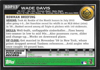 2010 Bowman Draft Picks & Prospects - Chrome #BDP13 Wade Davis Back