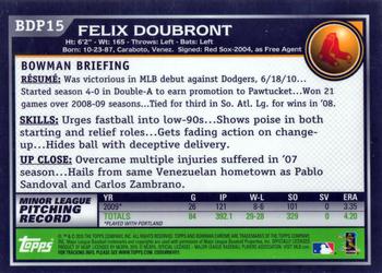 2010 Bowman Draft Picks & Prospects - Chrome #BDP15 Felix Doubront Back