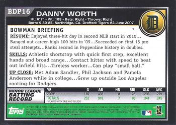 2010 Bowman Draft Picks & Prospects - Chrome #BDP16 Danny Worth Back