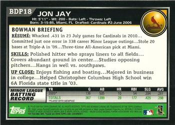 2010 Bowman Draft Picks & Prospects - Chrome #BDP18 Jon Jay Back