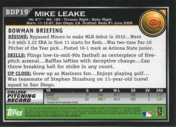 2010 Bowman Draft Picks & Prospects - Chrome #BDP19 Mike Leake Back