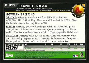 2010 Bowman Draft Picks & Prospects - Chrome #BDP20 Daniel Nava Back