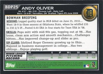 2010 Bowman Draft Picks & Prospects - Chrome #BDP25 Andy Oliver Back