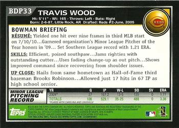 2010 Bowman Draft Picks & Prospects - Chrome #BDP33 Travis Wood Back