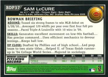 2010 Bowman Draft Picks & Prospects - Chrome #BDP37 Sam LeCure Back