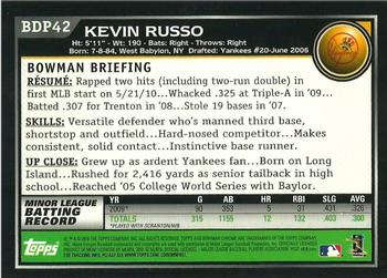 2010 Bowman Draft Picks & Prospects - Chrome #BDP42 Kevin Russo Back