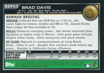 2010 Bowman Draft Picks & Prospects - Chrome #BDP63 Brad Davis Back