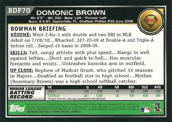 2010 Bowman Draft Picks & Prospects - Chrome #BDP70 Domonic Brown Back