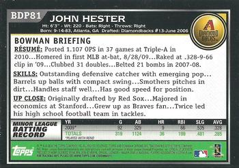 2010 Bowman Draft Picks & Prospects - Chrome #BDP81 John Hester Back