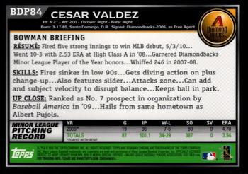 2010 Bowman Draft Picks & Prospects - Chrome #BDP84 Cesar Valdez Back