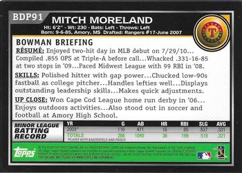 2010 Bowman Draft Picks & Prospects - Chrome #BDP91 Mitch Moreland Back