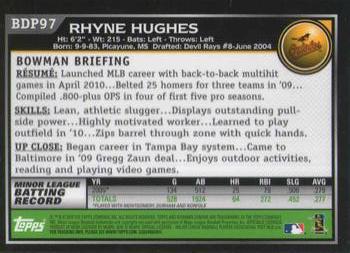 2010 Bowman Draft Picks & Prospects - Chrome #BDP97 Rhyne Hughes Back