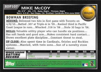 2010 Bowman Draft Picks & Prospects - Chrome #BDP107 Mike McCoy Back