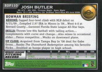 2010 Bowman Draft Picks & Prospects - Chrome #BDP110 Josh Butler Back