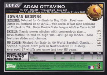 2010 Bowman Draft Picks & Prospects - Chrome Blue Refractors #BDP26 Adam Ottavino Back