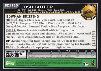 2010 Bowman Draft Picks & Prospects - Chrome Blue Refractors #BDP110 Josh Butler Back
