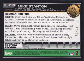 2010 Bowman Draft Picks & Prospects - Chrome Gold Refractors #BDP30 Mike Stanton Back