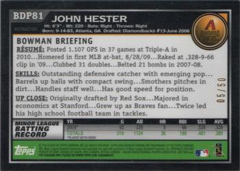 2010 Bowman Draft Picks & Prospects - Chrome Gold Refractors #BDP81 John Hester Back