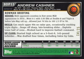 2010 Bowman Draft Picks & Prospects - Chrome Orange Refractors #BDP11 Andrew Cashner Back