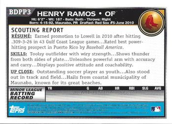 2010 Bowman Draft Picks & Prospects - Chrome Prospects #BDPP3 Henry Ramos Back