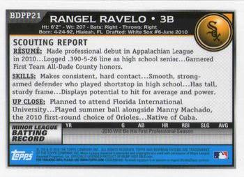2010 Bowman Draft Picks & Prospects - Chrome Prospects #BDPP21 Rangel Ravelo Back