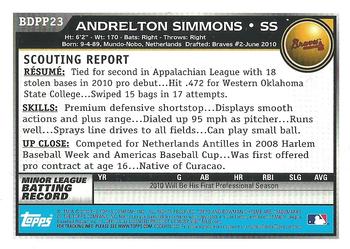 2010 Bowman Draft Picks & Prospects - Chrome Prospects #BDPP23 Andrelton Simmons Back
