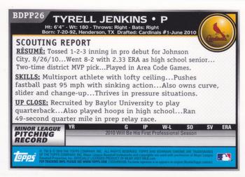 2010 Bowman Draft Picks & Prospects - Chrome Prospects #BDPP26 Tyrell Jenkins Back