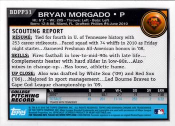 2010 Bowman Draft Picks & Prospects - Chrome Prospects #BDPP31 Bryan Morgado Back
