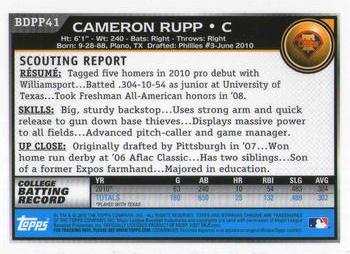 2010 Bowman Draft Picks & Prospects - Chrome Prospects #BDPP41 Cameron Rupp Back