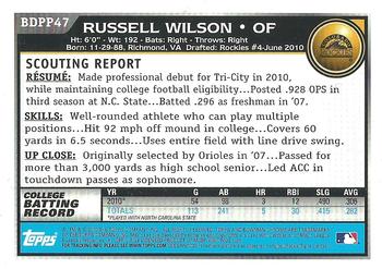 2010 Bowman Draft Picks & Prospects - Chrome Prospects #BDPP47 Russell Wilson Back