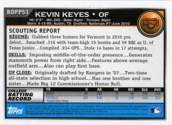2010 Bowman Draft Picks & Prospects - Chrome Prospects #BDPP51 Kevin Keyes Back