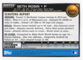 2010 Bowman Draft Picks & Prospects - Chrome Prospects #BDPP55 Seth Rosin Back