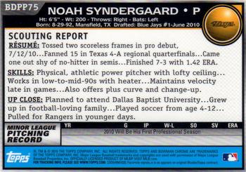 2010 Bowman Draft Picks & Prospects - Chrome Prospects #BDPP75 Noah Syndergaard Back