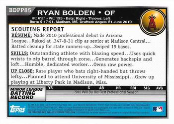 2010 Bowman Draft Picks & Prospects - Chrome Prospects #BDPP85 Ryan Bolden Back