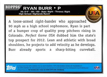 2010 Bowman Draft Picks & Prospects - Chrome Prospects #BDPP96 Ryan Burr Back